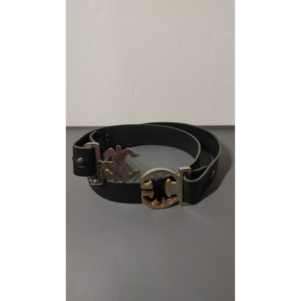 Black Leather Belt w/ interlocking Canadian Belt Buckle